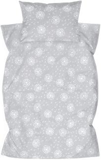 Amilian Kinderbettwäsche 2-teilig 100% Baumwolle Kinder Bettwäsche Babybettwäsche für Baby Bettbezug 100 x 135 cm, Kopfkissenbezug 40 x 60 cm, mit Hotelverschluß Pusteblume grau