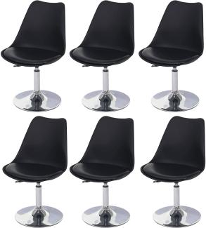 6er-Set Drehstuhl Malmö T501, Stuhl Küchenstuhl, höhenverstellbar, Kunstleder ~ schwarz, Chromfuß
