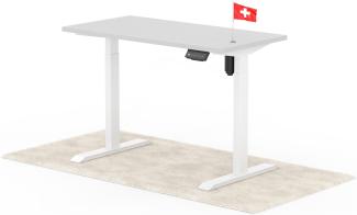 elektrisch höhenverstellbarer Schreibtisch ECO 120 x 60 cm - Gestell Weiss, Platte Grau