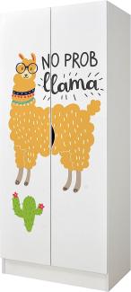 Weißer zweitüriger Kleiderschrank - Roma - Möbel für Kinder, Thema: Lama