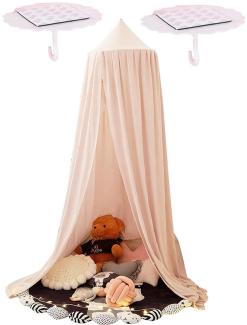 Baby Baldachin Betthimmel Kinder Babys Bett Baumwolle Hängende Moskiton für Schlafzimmer Ankleidezimmer Spiel Lesen Zeit Höhe 250 cm (Rosa)