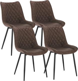 WOLTU 4 x Esszimmerstühle 4er Set Esszimmerstuhl Küchenstuhl Polsterstuhl Design Stuhl mit Rückenlehne, mit Sitzfläche aus Kunstleder, Gestell aus Metall, Antiklederoptik, Braun, BH210br-4