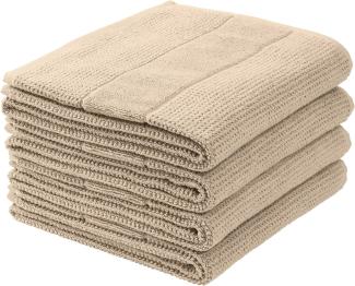 Schiesser Handtücher Turin im 4er Set aus 100% Baumwolle, nachhaltig und fair produziert, Farbe:Sand, Größe:50 cm x 100 cm
