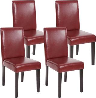 4er-Set Esszimmerstuhl Stuhl Küchenstuhl Littau ~ Kunstleder, rot-braun, dunkle Beine
