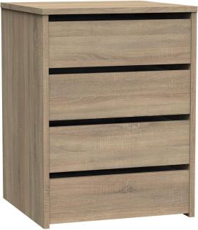 Muebles Pitarch | Kommode 4 Schubladen, Cambrian Eiche, 63,5x46x45 cm (Höhe x Breite x Tiefe), Kollektion Tibet