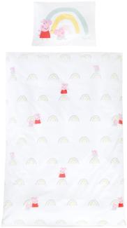 roba Kinderbettwäsche 100 x 135 cm Peppa Pig - Bettwäsche für Kinder aus Baumwolle inkl. Kissenbezug 60 x 40 cm - Motiv der Zeichentrick Serie - Weiß / Rosa