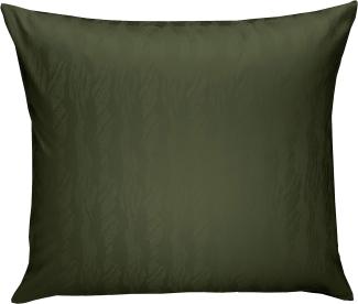 Bettwaesche-mit-Stil Mako Satin Damast Bettwäsche Waves dunkelgrün (oliv) Kissenbezug 80x80cm
