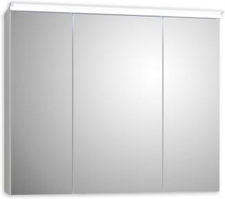 FOUR Spiegelschrank Bad mit LED-Beleuchtung in Weiß - Badezimmerspiegel Schrank mit viel Stauraum - 80 x 68 x 23 cm (B/H/T)