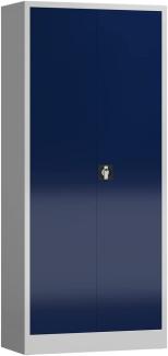 Aktenschrank Metallschrank 2 Türen, 4 Fachböden 180x80x38cm lichtgrau/enzianblau