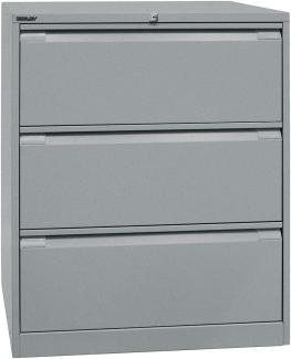 Bisley Hängeregistraturschrank, doppelbahnig, DIN A4, 3 HR-Schubladen, Farbe silber