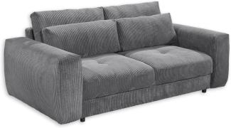 BARURA Big Sofa in Cord-Optik, Ash - Bequeme Wohnzimmer Couch - 214 x 90 (74) х 112 cm (B/H/T)