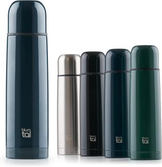 Blumtal Thermosflasche Eifel 1L aus Edelstahl - auslaufsichere Thermoskanne mit Trinkbecher für unterwegs, Isolation von warmen Getränken, Dark Ocean Blue - Blau