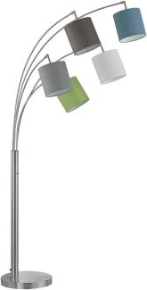 LED Stehlampe mehrflammig Stoff Bunt 5 Lampenschirme - 180cm groß