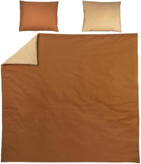 Meyco Home Uni Bettwäsche Doppelbett (Baumwolle, atmungsaktives Material, einfache Pflege, praktischer Einschlagstreifen, Maße: 240 x 200/220 cm), Camel/Warmer Sand