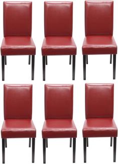 6er-Set Esszimmerstuhl Stuhl Küchenstuhl Littau ~ Leder, rot, dunkle Beine