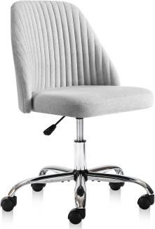 Sweetcrispy Armless Office Chair Niedlicher, moderner Stoff, Heimbüro, Schreibtischstühle mit Rollen, Verstellbarer Drehstuhl, Computer-Schminkstuhl für kleine Räume, Metall, Grau, 17 in