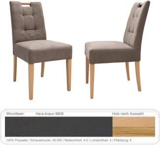 6x Stuhl Agnes 1 mit Griff Varianten Polsterstuhl Massivholzstuhl Eiche natur lackiert, Hera braun