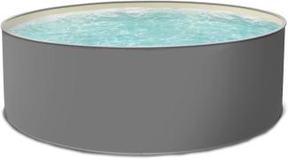 Paradies Pool® Edition grau Komplettset 1 rund, 300x120cm (Ø x H), Stahlwandbecken grau, Poolplane in Sand 0,8mm, Handlauf grau, inkl. Leiter Pumpe Sandfilter, Swimmingpool