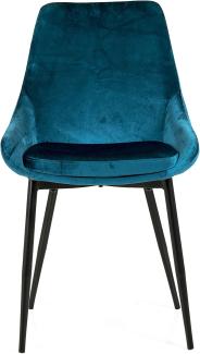 Tenzo Lex 2er-Set Designer Stühle, Metall, Petrol Blau, 85 x 47,5 x 56 cm (Hxbxt), Sitz : Stahl mit Schaum. Stoff : 100% Samt, Petrol Blau/Schwarz, Samtsitz