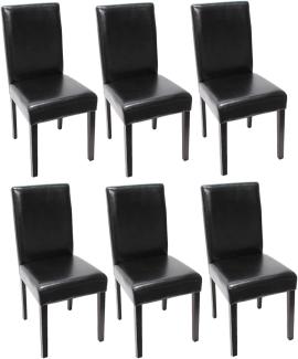 6er-Set Esszimmerstuhl Stuhl Küchenstuhl Littau ~ Leder, schwarz, dunkle Beine