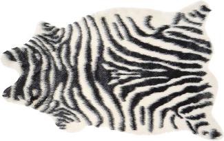 Kunstfell-Teppich Zebra schwarz / weiß 90 cm NAMBUNG