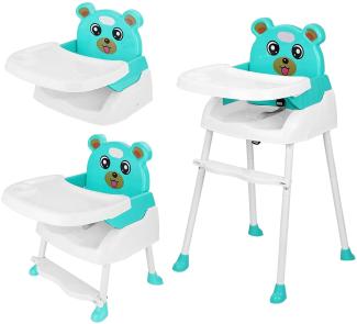 YORKING 4 in1 Kinderhochstuhl Höhenverstellbar Babyhochstuhl mit tisch Essstuhl Treppenhochstuhl Klappbar für Babystuhl Grün