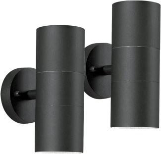2er-Set Aluminium Up-Down Wandleuchte MODENA schwarz, GU10, Höhe 19,5 cm, IP44
