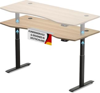 Schreibtisch Höhenverstellbar Elektrisch Mit Memory Funktion Ergonomischer Stehtisch Mit Teleskop Tischgestell 180 x 80 cm Oder 150 x 78 cm (Schwarz-Natur, 150 x 78 cm)