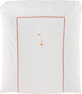 Nattou Wickelauflage Kaninchen Mia, Mia und Basile, 65 x 60 cm, Weiß mit Sternchen/Orange