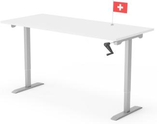 manuell höhenverstellbarer Schreibtisch EASY 180 x 80 cm - Gestell Grau, Platte Weiss