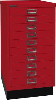 Bisley MultiDrawer™, 29er Serie mit Sockel, DIN A3, 10 Schubladen, Farbe kardinalrot