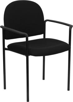 Flash Furniture BT-516-1-BK-GG Beistellstuhl, schwarzer Stoff, bequem, stapelbar, Stahl, mit Armlehnen