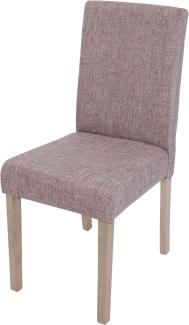 Esszimmerstuhl Littau, Küchenstuhl Stuhl, Stoff/Textil ~ grau, braune Beine