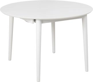 AC Design Furniture Monty Ausziehbarer Esstisch für 6 Personen, Runde Tischplatte in Weiß mit Runden Beinen, Küchentisch mit Ausziehplatte, Ø: 115 x H: 75 cm