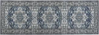 Teppich grau blau 70 x 200 cm orientalisches Muster Kurzflor KOTTAR