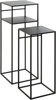 HAKU Möbel Beistelltisch 2er Set, Metall, schwarz, B 26 x T 26 x H 63 cm / B 30 x T 30 x H 85 cm