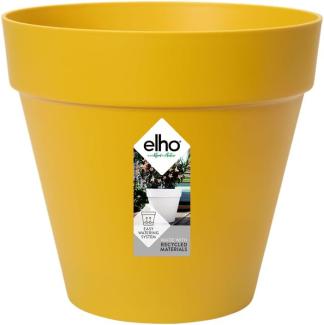 elho Loft Urban Rund 30 - Blumentopf für Außen - 100% recyceltem Plastik - Ø 28. 5 x H 26. 0 cm - Gelb/Ocker