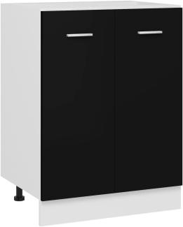 vidaXL Unterschrank mit 2 Regalböden Küche Schrank Küchenzeile Küchenmöbel Küchenschrank Küchenunterschrank Schwarz 60x46x81,5cm Holzwerkstoff