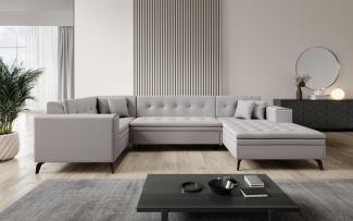 Designer Sofa Neola mit Schlaffunktion Stoff Beige Rechts