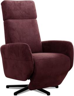 Cavadore TV-Sessel Cobra / Fernsehsessel mit Liegefunktion, Relaxfunktion / Stufenlos manuell verstellbar / Sternfuß, belastbar bis 130 kg / 71 x 110 x 82 / Lederoptik, Rot