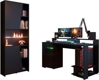 Gamertisch Parisot - mit Regal Computertisch Schreibtisch PC-Tisch LED Beleuchtung mit Farbwechsel
