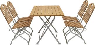 Kurgarten - Garnitur BAD TÖLZ 5-teilig (4x Stuhl, 1x Tisch 70x110cm), Flachstahl verzinkt + Robinie, klappbar