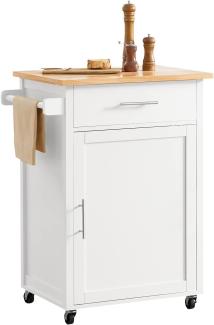 Küchenwagen mit Tür und Schublade auf Rollen Holz Weiß FKW102-WN
