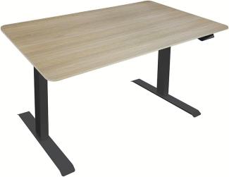 HOME DELUXE Höhenverstellbarer Schreibtisch elektrisch LUMINA - 120 x 60 cm Eiche mit schwarzem Gestell