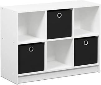 Furinno Basic Bücherregal mit 6 Fächern und 3 Einschüben, holz, Weiß/schwarz, 30. 23 x 30. 23 x 59. 94 cm