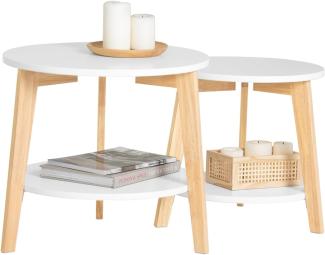 SoBuy Tisch Set mit runden Ablagen weiß natur