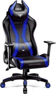 Diablo X-Horn 2. 0 Gaming Stuhl Bürostuhl Gamer Chair Schreibtischstuhl 3D Armlehnen Ergonomisches Design Nacken/- Lendenkissen Kunstleder Wippfunktion Blau Normal (L)