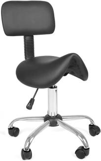 Mingone Sattelhocker mit Rückenlehne Drehhocker Arbeitsstuhl Ergonomisch Bürohocker mit Rollen Sattelstuhl 360° Hocker Hoehenverstellbar ，Schwarz