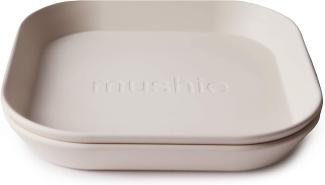 Mushie Teller 2er Set Quadratisch Ivory Weiß Kunststoff BPA-frei Speiseteller Kinderteller