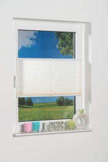 K-home Klemmfix-Plissee Palma 95 x 210 cm (B x L) Creme Lichtschutz +++ Moderne Crushed Optik +++